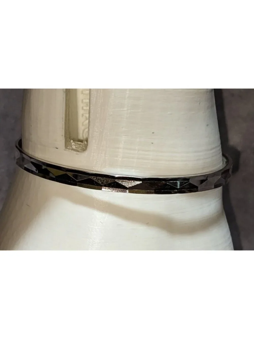 Mod Geometric Vintage Monet Silver Tone Faceted Cuff Bracelet